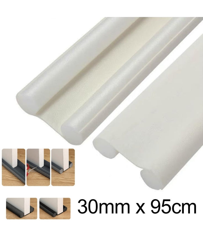 Paraspifferi Sottoporta Per Porte 95 Cm Doppia Guarnizione Antirumore Bianco         