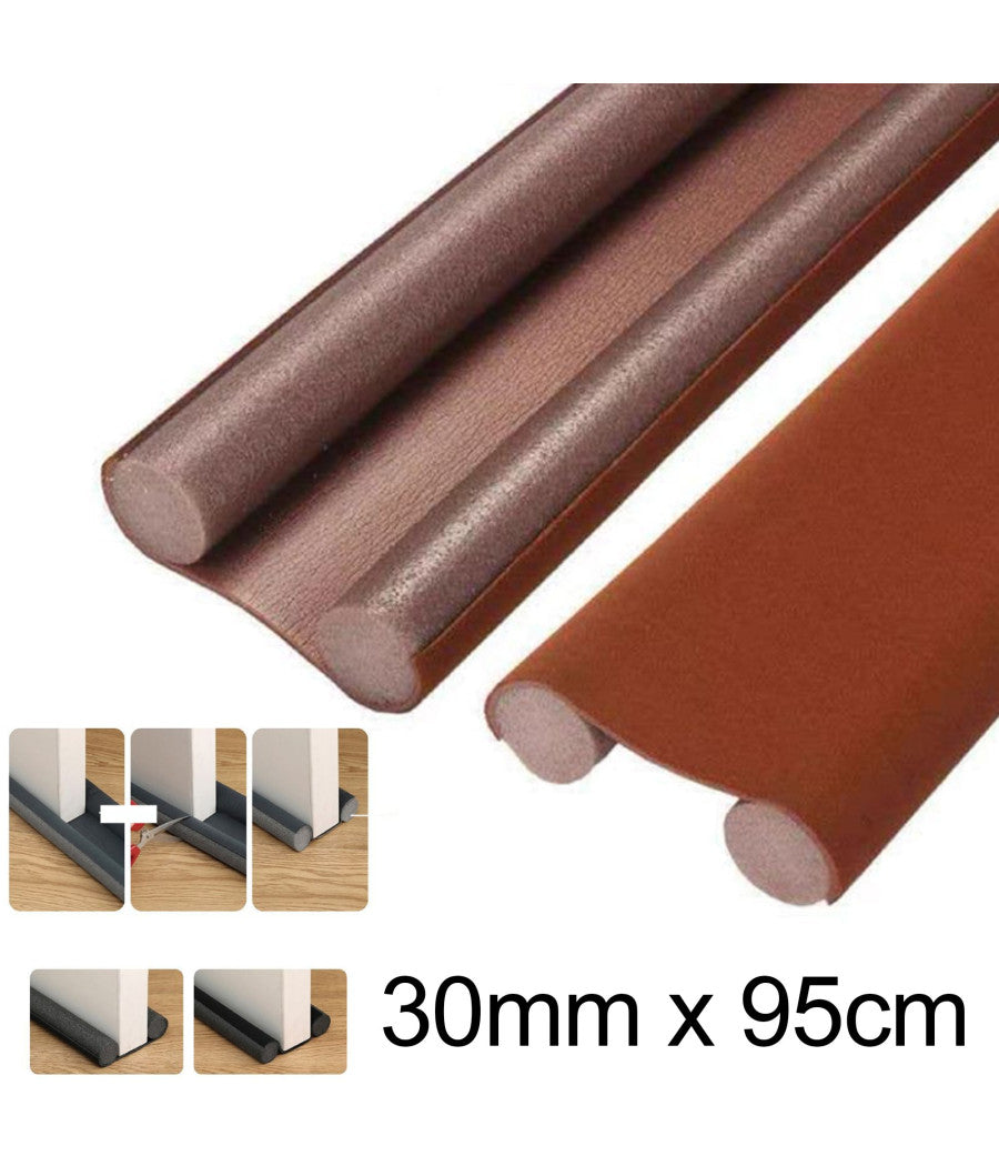 Paraspifferi Sottoporta Per Porte 95 Cm Doppia Guarnizione Antirumore Marrone         