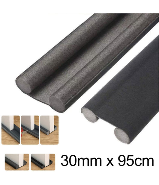 Paraspifferi Sottoporta Per Porte 95 Cm Doppia Guarnizione Antirumore Nero         