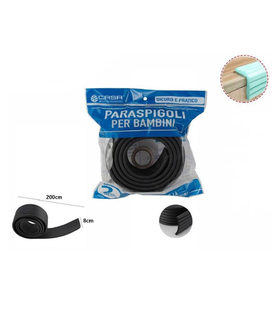 Paraspigoli Sicurezza Bordo Tavolo Coprispigoli Nero Bambini Neonati 2mx8cm 69638         