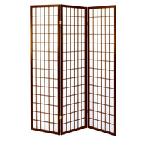 Paravento carta di riso 3 ante noce cm 45h180