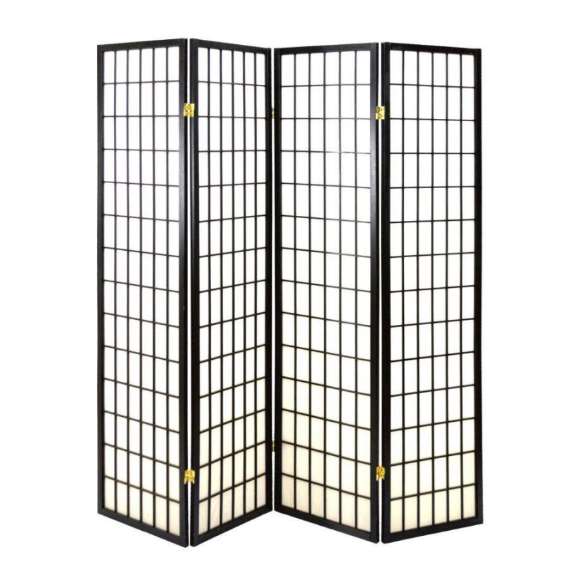 Paravento carta di riso 4 ante nero cm 45h180