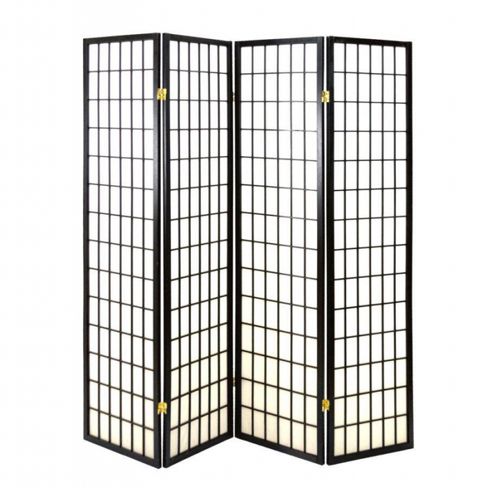 Paravento carta di riso 4 ante nero cm 45h180