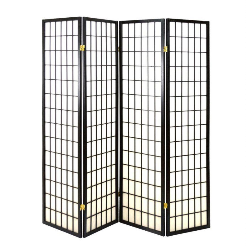 Paravento carta di riso 4a nero cm45h180