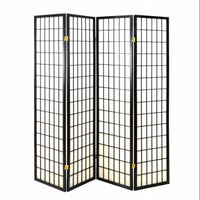 Paravento carta di riso 4a nero cm45h180