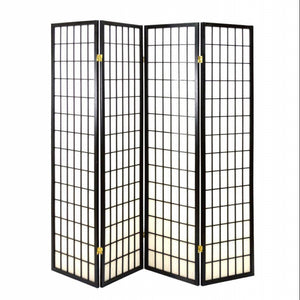 Paravento carta di riso 4a nero cm45h180