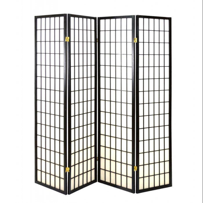 Paravento carta di riso 4a nero cm45h180