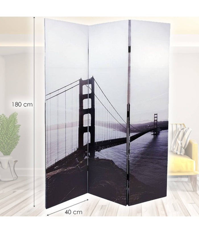 Paravento Separe Divisorio Con 3 Pannelli 180x120 Stampa Fronte Retro Gatebridge         
