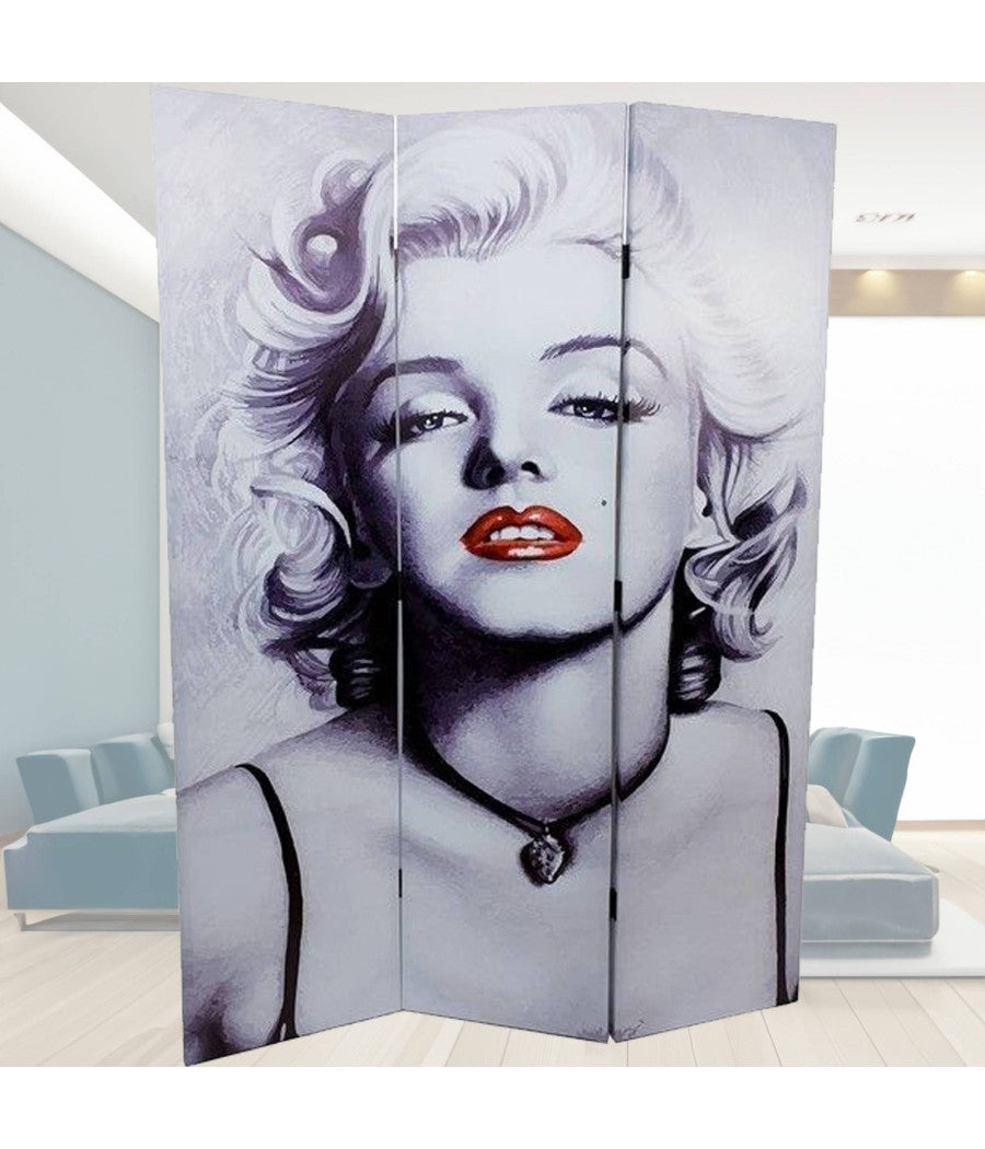Paravento Separe Divisorio Con 3 Pannelli 180x120cm Stampa F R Marilyn Monroe         