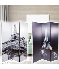 Paravento Separe Divisorio Con 3 Pannelli 180x120cm Stampa Fronte Retro Parigi         