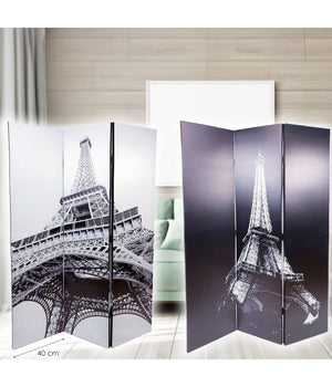 Paravento Separe Divisorio Con 3 Pannelli 180x120cm Stampa Fronte Retro Parigi         