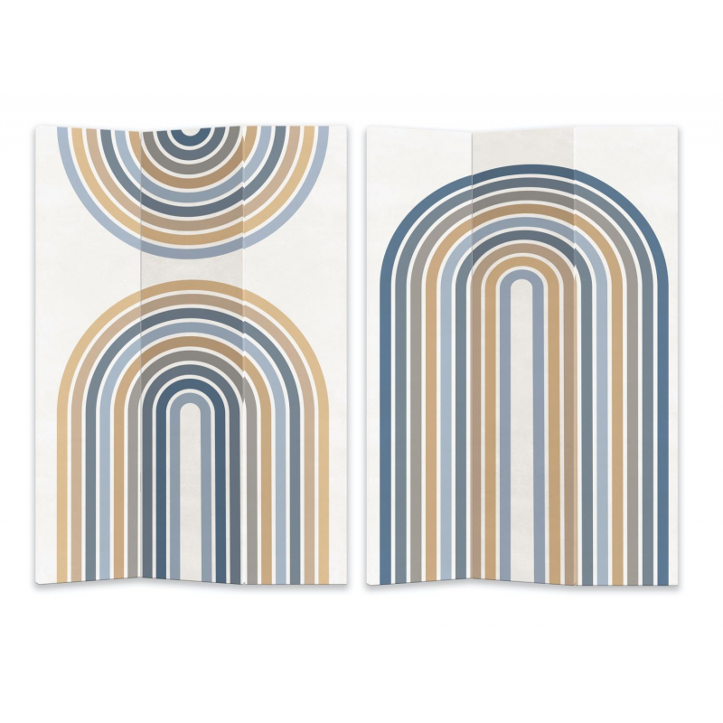 Paravento stampa 3 ante azzurro e arancione cm 120,6x2,5h180