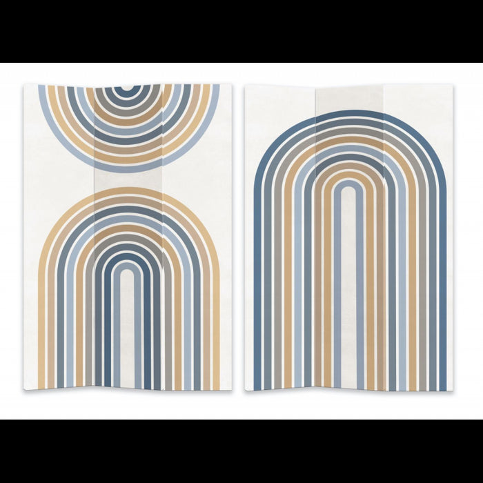 Paravento stampa 3 ante azzurro e arancione cm120,6x2,5h180