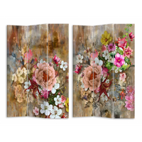 Paravento stampa 3 ante con fiori rosa cm 120,6x2,5h180