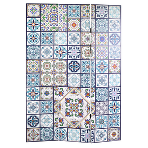 Paravento stampa 3 ante maioliche cm 120,6x2,5h180