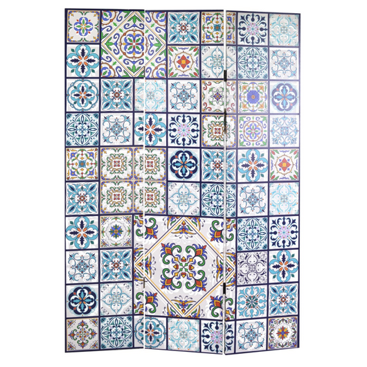 Paravento stampa 3 ante maioliche cm 120,6x2,5h180