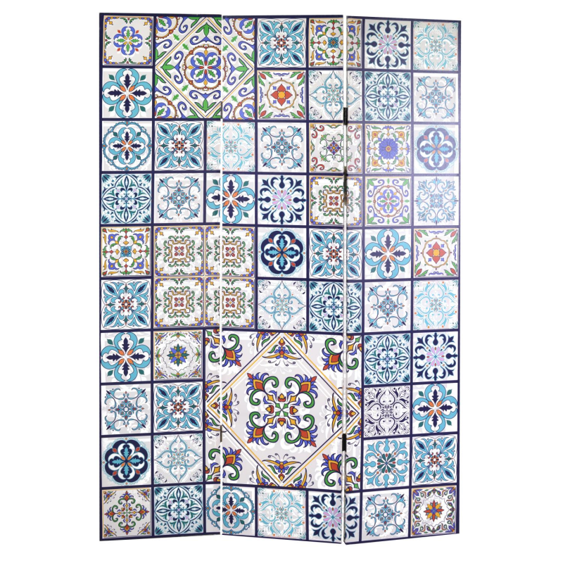 Paravento stampa 3 ante maioliche cm 120,6x2,5h180