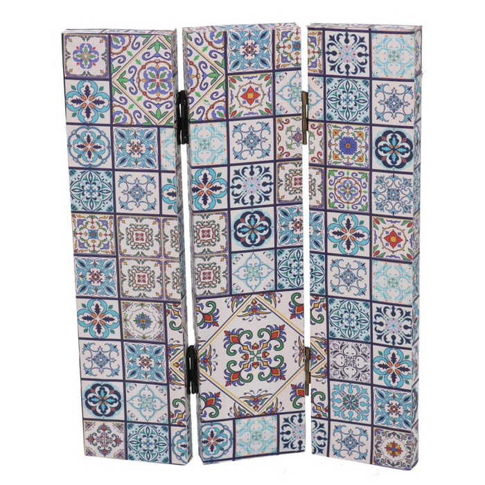 Paravento stampa 3 ante maioliche cm 120,6x2,5h180