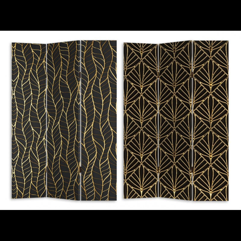 Paravento stampa 3 ante nero decori orocm120,6x2,5h180