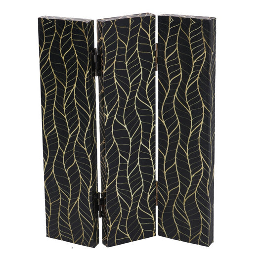 Paravento stampa 3 ante nero decori orocm120,6x2,5h180