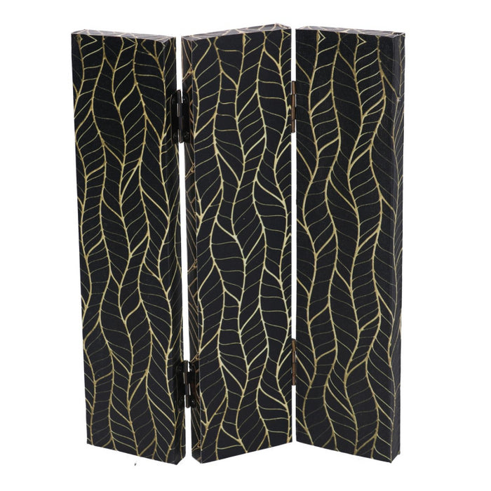 Paravento stampa 3 ante nero decori orocm120,6x2,5h180