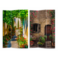 Paravento stampa 3 ante scalinata con fiori cm 120,6x2,5h180