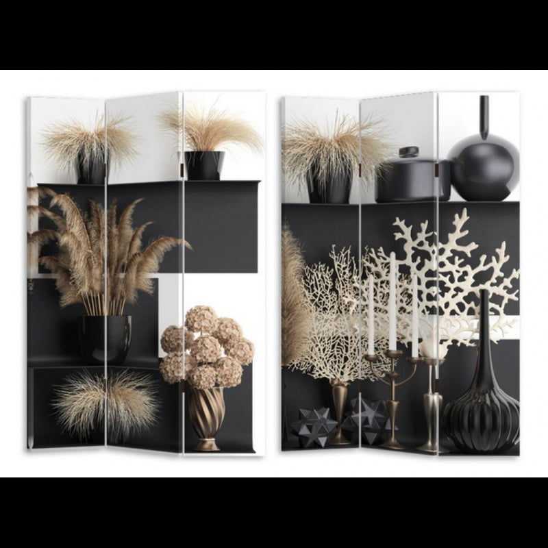 Paravento stampa 3 ante vasi cm120,6x2,5h180