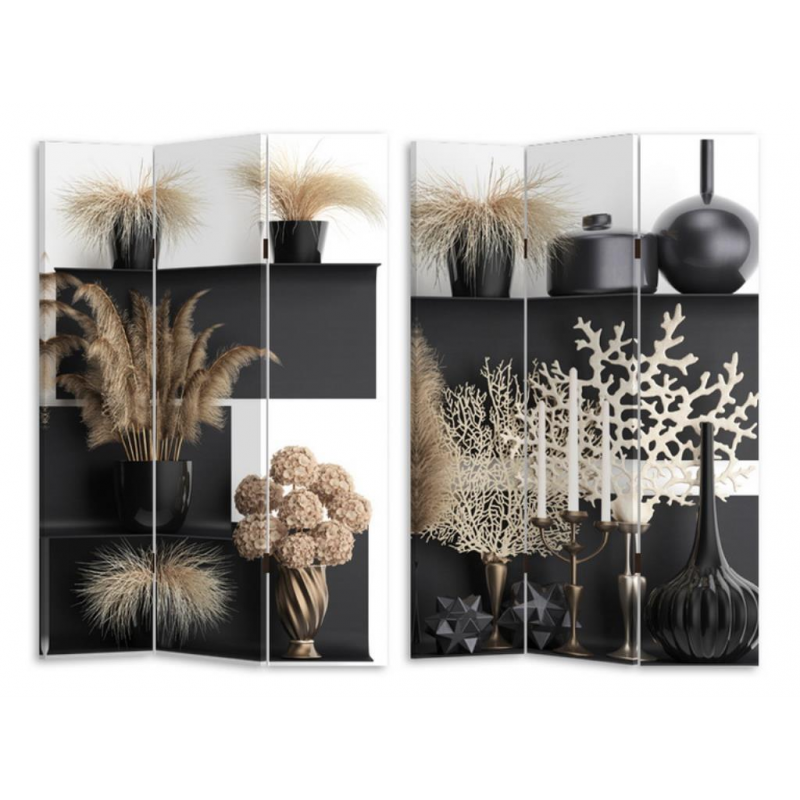 Paravento stampa 3 ante vasi cm 120,6x2,5h180