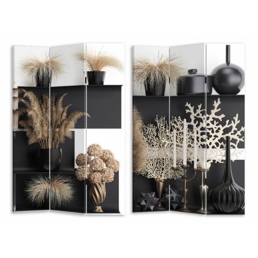 Paravento stampa 3 ante vasi cm 120,6x2,5h180