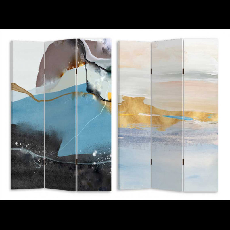 Paravento stampa astratto azzurro 3 ante rettangolare cm120,6x2,5h180