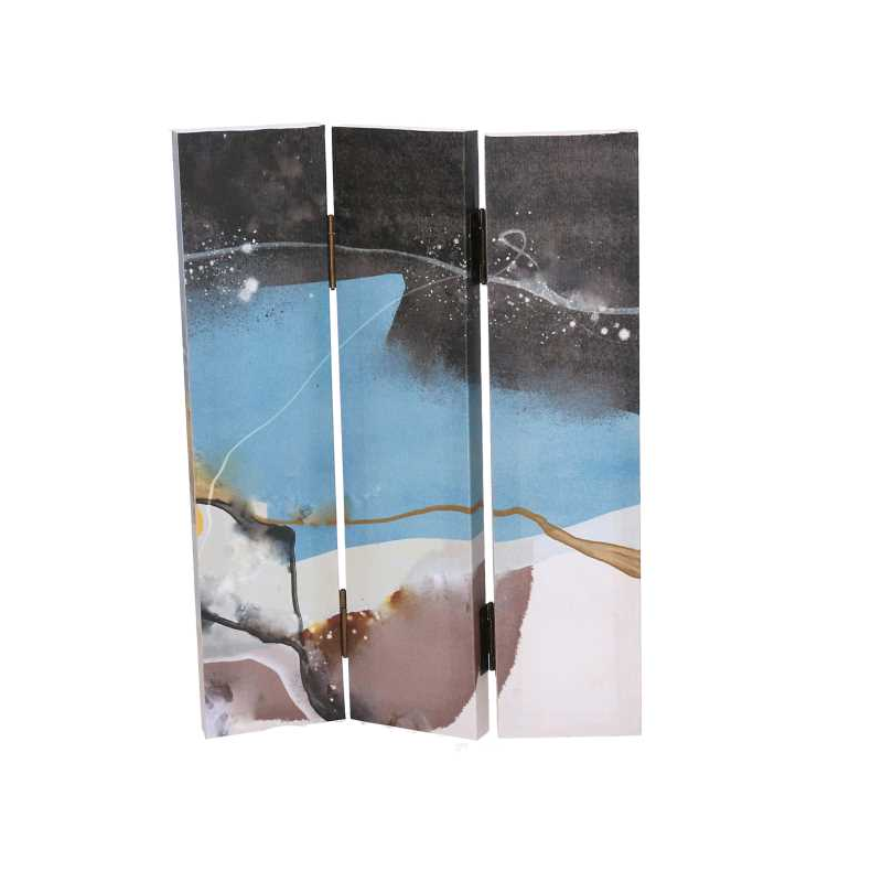 Paravento stampa astratto azzurro 3 ante rettangolare cm 120,6x2,5h180