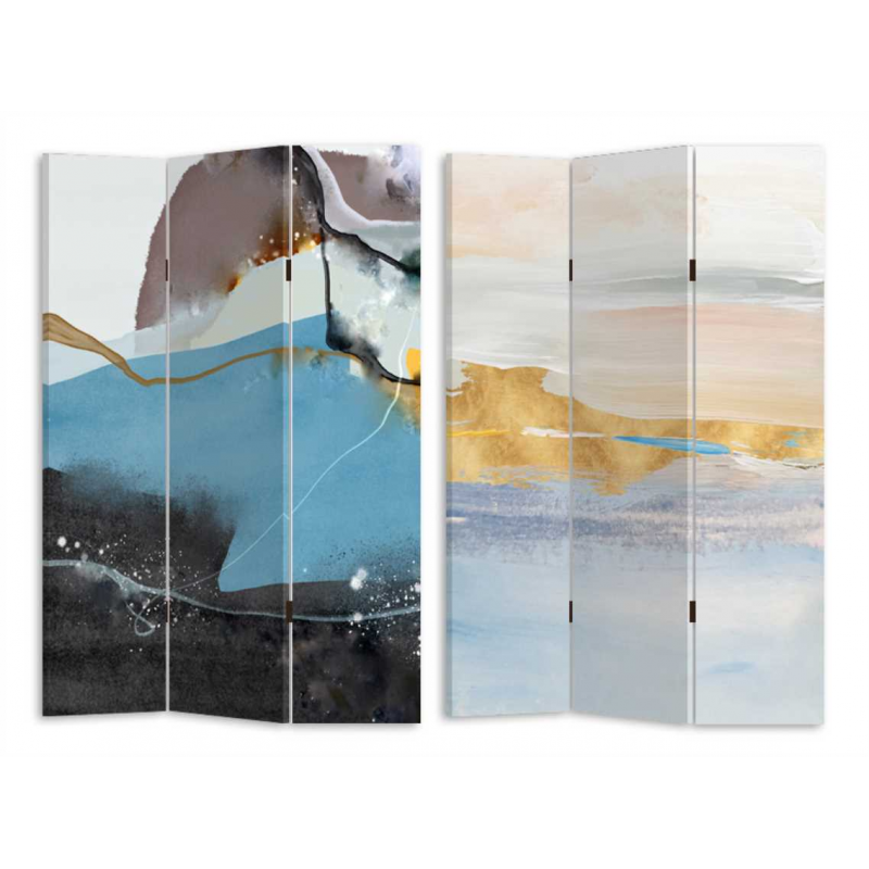 Paravento stampa astratto azzurro 3 ante rettangolare cm 120,6x2,5h180