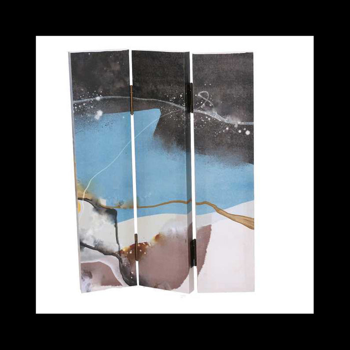 Paravento stampa astratto azzurro 3 ante rettangolare cm120,6x2,5h180