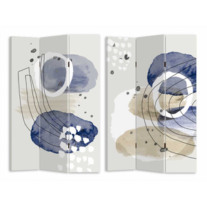 Paravento stampa cerchi bianco blu 3 ante rettangolare cm 120,6x2,5h180