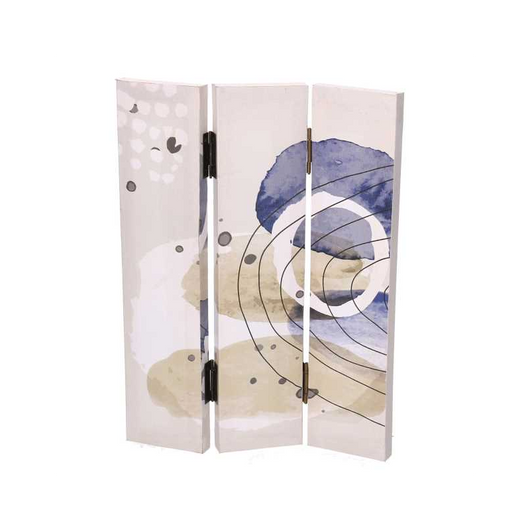 Paravento stampa cerchi bianco blu 3 ante rettangolare cm120,6x2,5h180