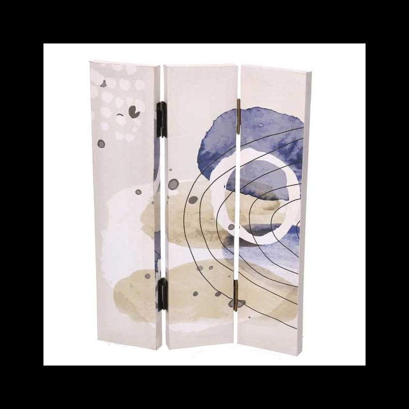 Paravento stampa cerchi bianco blu 3 ante rettangolare cm120,6x2,5h180
