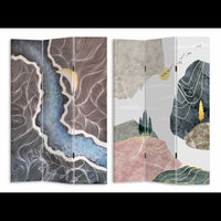 Paravento stampa effetto colline multicolor 3 ante rettangolare cm120,6x2,5h180