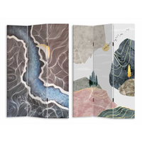 Paravento stampa effetto colline multicolor 3 ante rettangolare cm 120,6x2,5h180