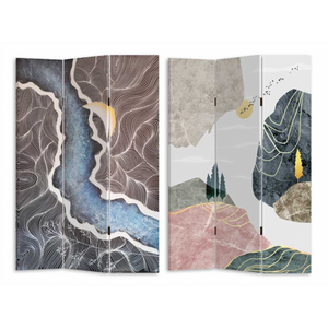 Paravento stampa effetto colline multicolor 3 ante rettangolare cm 120,6x2,5h180