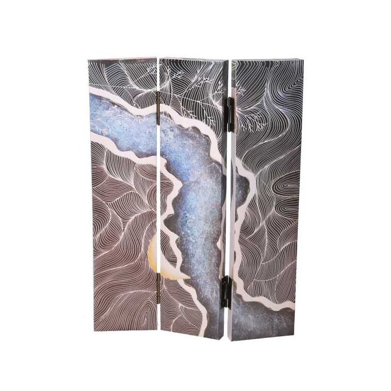 Paravento stampa effetto colline multicolor 3 ante rettangolare cm 120,6x2,5h180