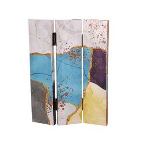 Paravento stampa effetto marmo multicolor 3 ante rettangolare cm 120,6x2,5h180