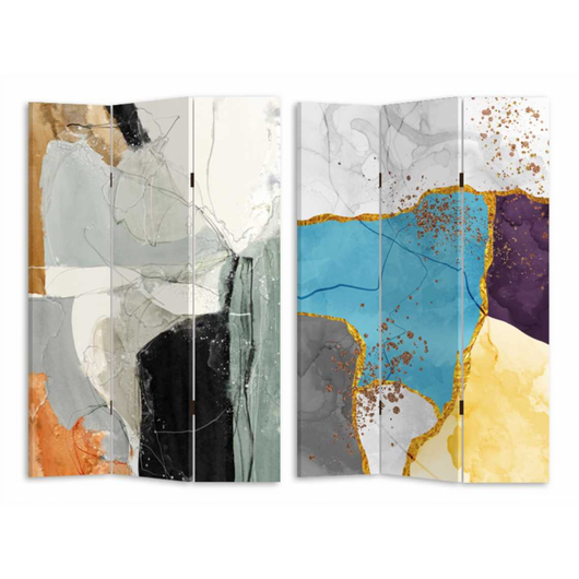 Paravento stampa effetto marmo multicolor 3 ante rettangolare cm 120,6x2,5h180