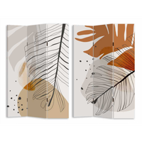 Paravento stampa foglie beige arancione3 ante rettangolare cm120,6x2,5h180