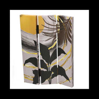 Paravento stampa foglie grigio oro 3 ante rettangolare cm120,6x2,5h180