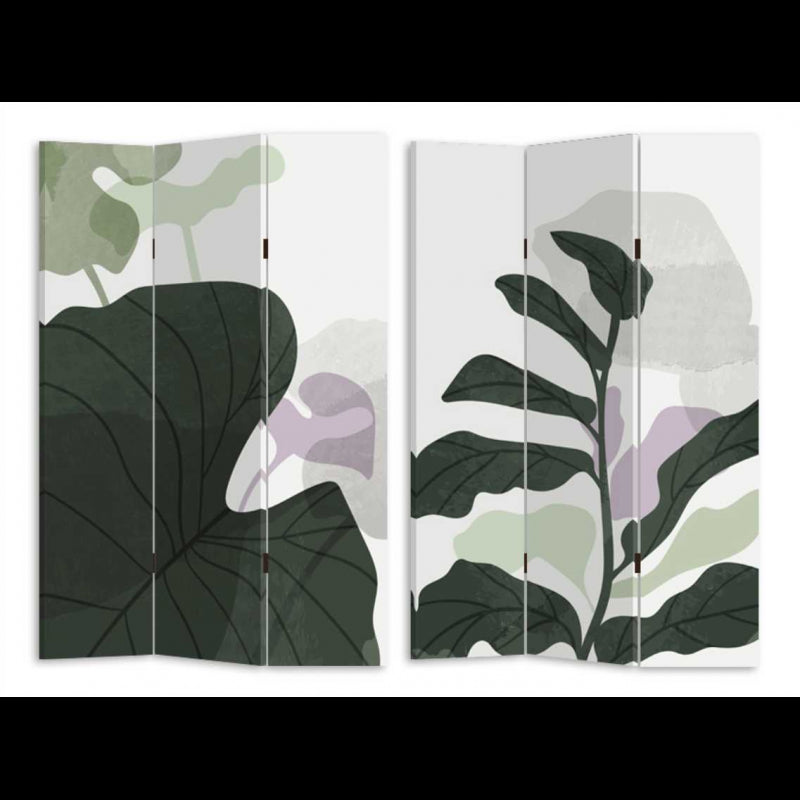 Paravento stampa foglie verde 3 ante rettangolare cm120,6x2,5h180