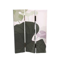 Paravento stampa foglie verde 3 ante rettangolare cm 120,6x2,5h180