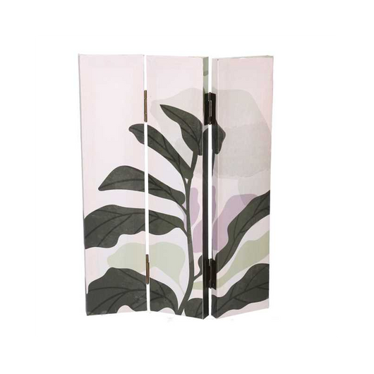 Paravento stampa foglie verde 3 ante rettangolare cm 120,6x2,5h180