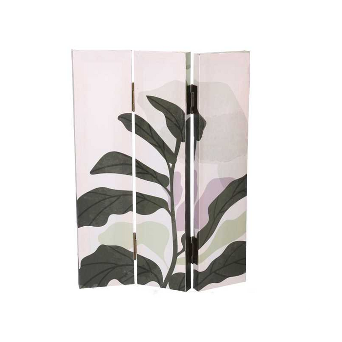 Paravento stampa foglie verde 3 ante rettangolare cm 120,6x2,5h180