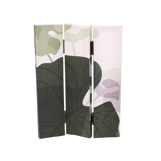 Paravento stampa foglie verde 3 ante rettangolare cm120,6x2,5h180