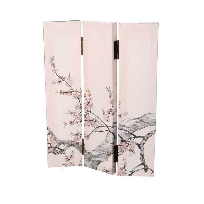 Paravento stampa rami beige 3 ante rettangolare cm 120,6x2,5h180